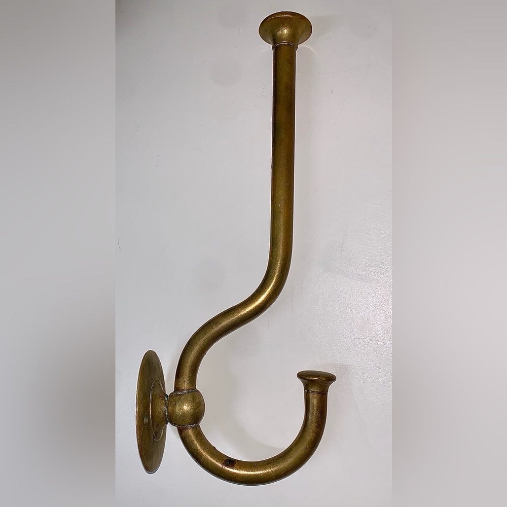 Early 20th Century Antique Solid Brass Wall Mounting Double Coat Hook